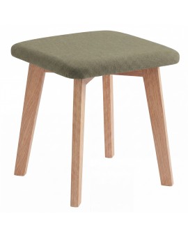 Taboret kwadratowy MILO Zielony (Storm 34) / stelaż dębowy