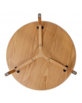 BELLUNO Přírodní jasan - DŘEVĚNÝ KONFERENČNÍ STOLEK Ø65 cm KULATÝ MODERN CLASSIC