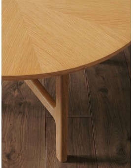 BELLUNO Prirodni jasen - DRVENI STOLIĆ ZA KAVU Ø65 cm OKRUGLI MODERN CLASSIC