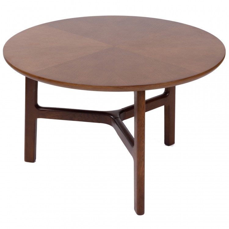 BELLUNO Prirodni orah (tamnosmeđa) - DRVENI STOLIĆ ZA KAVU Ø65 cm OKRUGLI MODERN CLASSIC