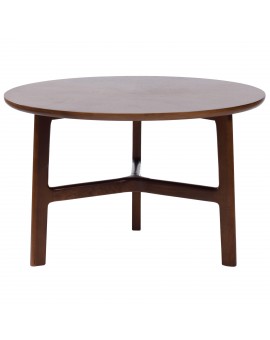 BELLUNO Přírodní ořech (tmavě hnědá) - DŘEVĚNÝ KONFERENČNÍ STOLEK Ø65 cm KULATÝ MODERN CLASSIC