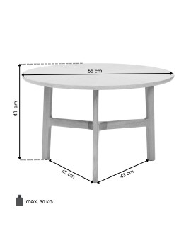 BELLUNO Prirodni orah (tamnosmeđa) - DRVENI STOLIĆ ZA KAVU Ø65 cm OKRUGLI MODERN CLASSIC