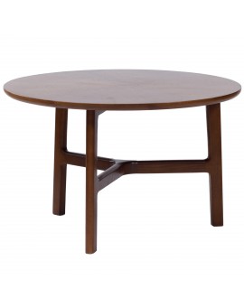 BELLUNO Prirodni orah (tamnosmeđa) - DRVENI STOLIĆ ZA KAVU Ø65 cm OKRUGLI MODERN CLASSIC
