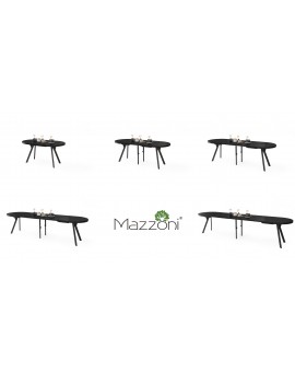 EXPANSO Crni mat / crne noge - OVALNI STOL NA RAZVLAČENJE 160-360 cm ZA 16-18 OSOBA
