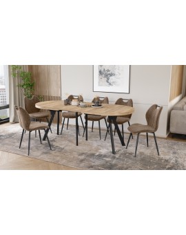 EXPANSO Hrast Artisan / crne noge - OVALNI STOL NA RAZVLAČENJE 160-360 cm ZA 16-18 OSOBA