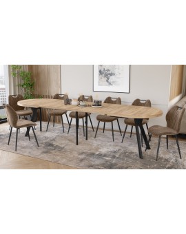 EXPANSO Hrast Artisan / crne noge - OVALNI STOL NA RAZVLAČENJE 160-360 cm ZA 16-18 OSOBA