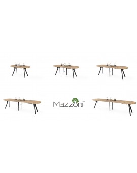 EXPANSO Hrast Artisan / crne noge - OVALNI STOL NA RAZVLAČENJE 160-360 cm ZA 16-18 OSOBA