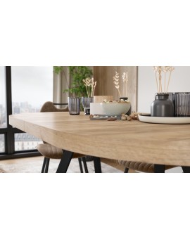 EXPANSO Hrast Artisan / crne noge - OVALNI STOL NA RAZVLAČENJE 160-360 cm ZA 16-18 OSOBA