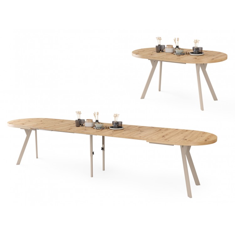 Stół owalny rozkładany EXPANSO Dąb Artisan / nogi kaszmir