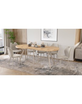 EXPANSO Hrast Artisan / kašmir noge - OVALNI STOL NA RAZVLAČENJE 160-360 cm ZA 16-18 OSOBA