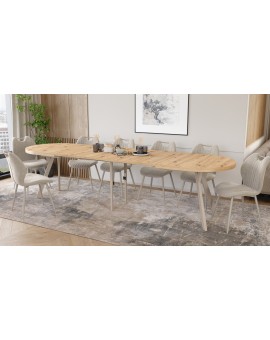 EXPANSO Hrast Artisan / kašmir noge - OVALNI STOL NA RAZVLAČENJE 160-360 cm ZA 16-18 OSOBA