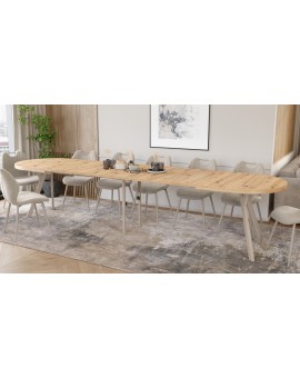 EXPANSO Hrast Artisan / kašmir noge - OVALNI STOL NA RAZVLAČENJE 160-360 cm ZA 16-18 OSOBA