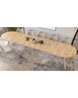 EXPANSO Dub Artisan / kašmírové nohy - OVÁLNÝ ROZKLÁDACÍ STŮL 160-360 cm PRO 16-18 OSOB