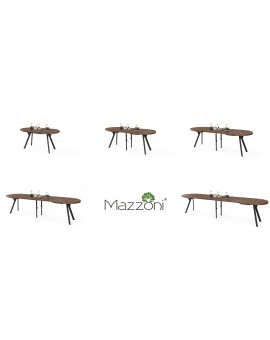 EXPANSO Smeđi hrast / crne noge - OVALNI STOL NA RAZVLAČENJE 160-360 cm ZA 16-18 OSOBA