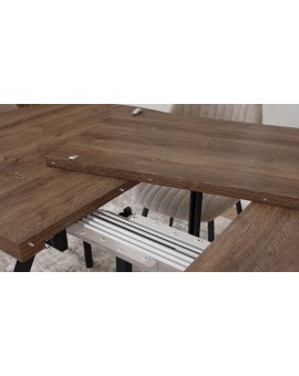 EXPANSO Brown Oak / black legs - OVAL EXTENDING TABLE 160-360 cm FOR 16-18 PEOPLE