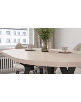 ALMO Cashmere / black legs - OVAL EXTENDING TABLE 120-220 cm FOR 10-12 PEOPLE