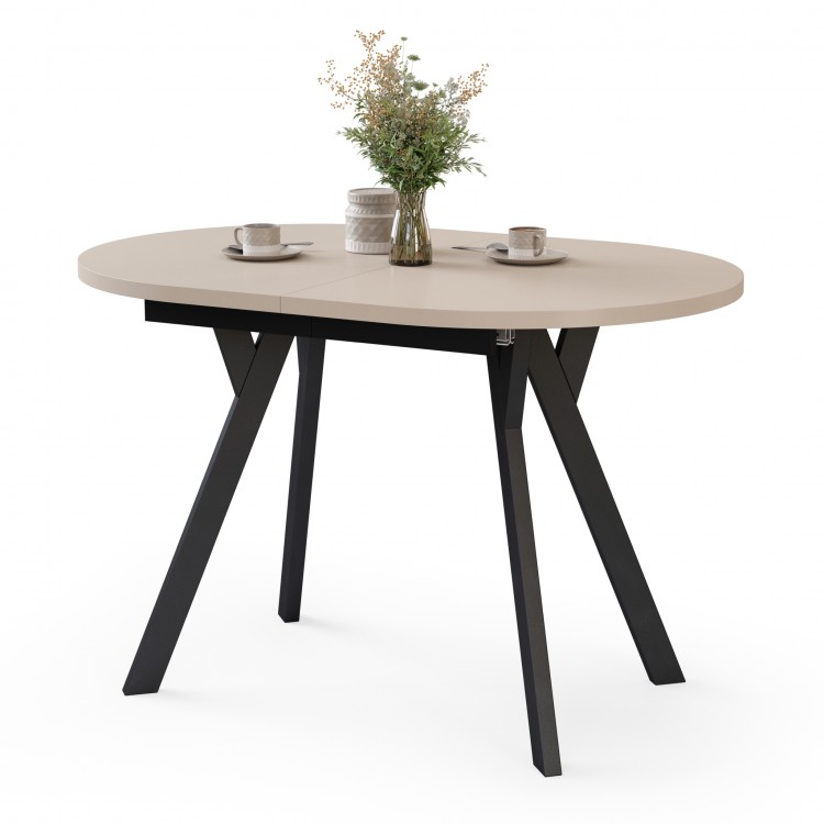 Stół owalny rozkładany ALMO Kaszmir / nogi czarne 140x90 cm