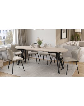 ALMO Cashmere / black legs - OVAL EXTENDING TABLE 140-240 cm FOR 10-12 PEOPLE