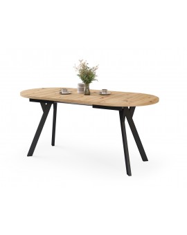 ALMO Artisan Oak / black legs - OVAL EXTENDING TABLE 120-220 cm FOR 10-12 PEOPLE