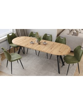 ALMO Artisan Oak / black legs - OVAL EXTENDING TABLE 140-240 cm FOR 10-12 PEOPLE