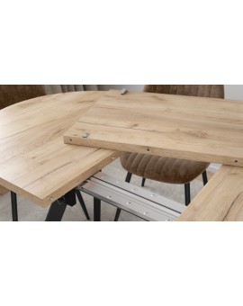 ALMO Dub Craft zlatý / černé nohy - OVÁLNÝ ROZKLÁDACÍ STŮL 120-220 cm PRO 10-12 OSOB