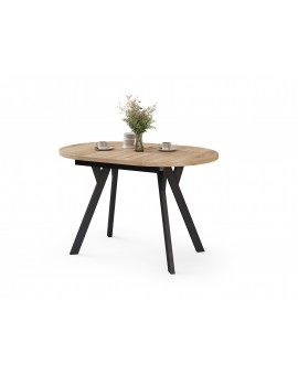 ALMO Dub Craft zlatý / černé nohy - OVÁLNÝ ROZKLÁDACÍ STŮL 120-220 cm PRO 10-12 OSOB