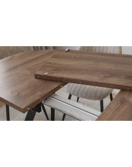 ALMO Smeđi hrast / crne noge - OVALNI STOL NA RAZVLAČENJE 120-220 cm ZA 10-12 OSOBA