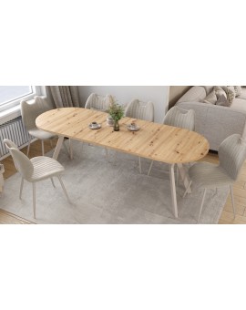 ALMO Hrast Artisan / kašmir noge - OVALNI STOL NA RAZVLAČENJE 120-220 cm ZA 10-12 OSOBA