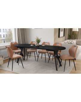 Stół owalny rozkładany ALMO Czarny Mat / nogi czarne 120x80 cm