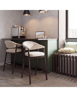 GARDA krem bež (tkanina Harmony 110) / hrast dark espresso - TAPECIRANA BARSKA STOLICA ZA KUHINJU/BAR
