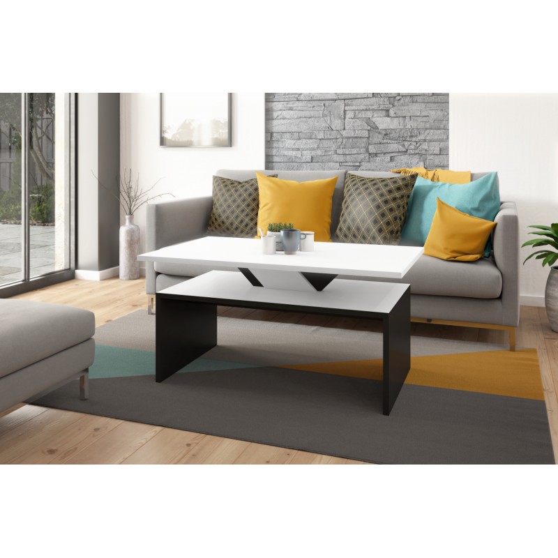 SISI bílý + černý, konferenční stolek, černobílý, obdélníkový