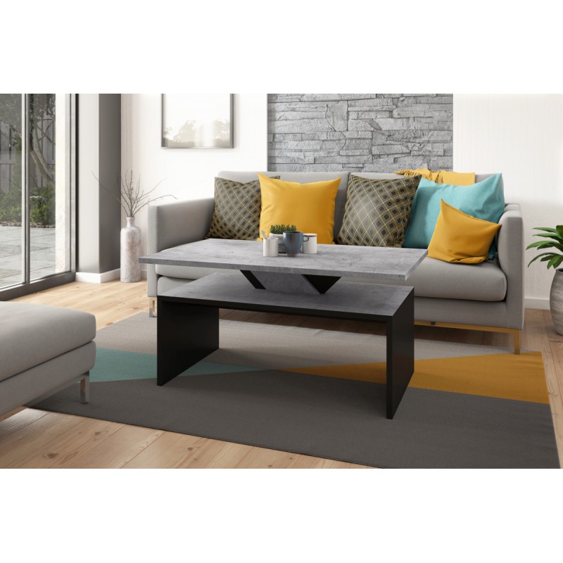 SISI beton / černá, konferenční stolek, moderní