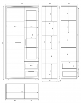 Komoda SIMPLE KWD2SZ2 zlatni hrast / bijeli sjaj