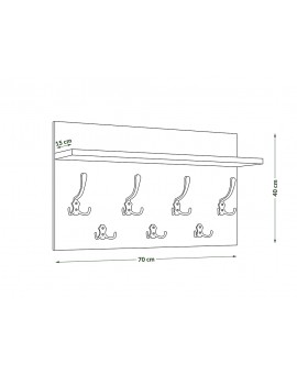 FINLO Hrast Sonoma / ručke satinet nikal- MODERNA ZIDNA VJEŠALICA S POLICOM ZA PREDSOBLJE 70 cm