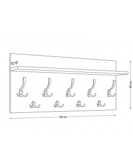 FINLO Antracit / ručke krom sjaj - MODERNA ZIDNA VJEŠALICA S POLICOM ZA PREDSOBLJE 90 cm