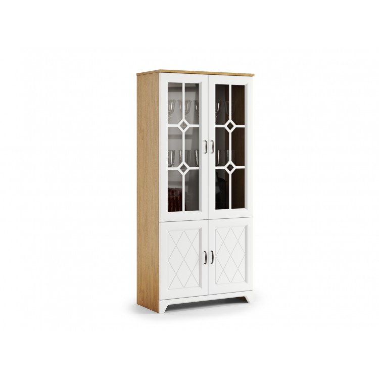 Vitrina PROVENZA KWD4 Hrast Kamen/Bijeli Mat - STOJEĆI ORMARIĆ SA 4 VRATA KOMODA RETRO Vitrina PROVENZA KWD4 Hrast Kamen/Bijeli Mat - STOJEĆI ORMARIĆ SA 4 VRATA KOMODA RETRO