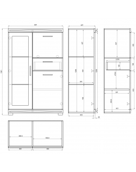 Komoda SIMPLE KWD3SZ1 BETON / BIJELI SJAJ