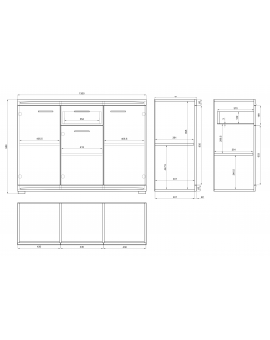 Komoda široka SIMPLE KD3SZ1 BETON / BIJELI SJAJ