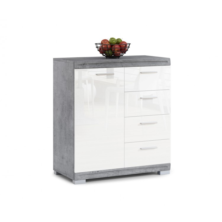 Komoda uska -SIMPLE- KD1SZ4 BETON / BIJELI SJAJ Komoda uska -SIMPLE- KD1SZ4 BETON / BIJELI SJAJ