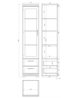 Vitrina (stakleni ormar) SIMPLE KWD1SZ2 BETON / BIJELI SJAJ