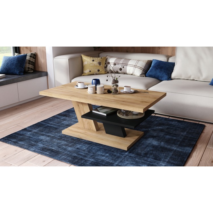 CLIFF MAT hrast craft zlatna/crna, stolić za kavu CLIFF MAT hrast craft zlatna/crna, stolić za kavu