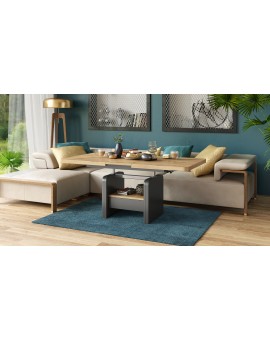 Stolić LEXUS, sklopivi, s mehanizmom podizanja ploče, hrast artisan/ antracit