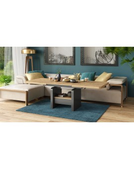 Stolić LEXUS, sklopivi, s mehanizmom podizanja ploče, hrast artisan/ antracit