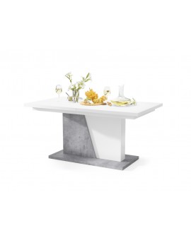 NOBLE NOIR Bijeli Mat/Beton Millenium - SKLOPIVI STOL DO 218 cm, za 8, 10 osoba.