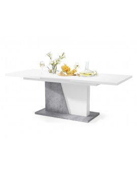 NOBLE NOIR Bijeli Mat/Beton Millenium - SKLOPIVI STOL DO 218 cm, za 8, 10 osoba.