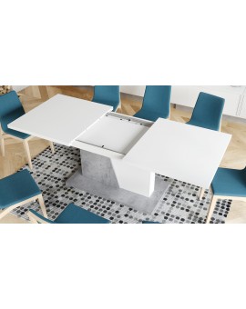 NOBLE NOIR Bijeli Mat/Beton Millenium - SKLOPIVI STOL DO 218 cm, za 8, 10 osoba.