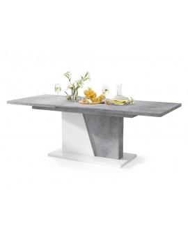 NOBLE NOIR Beton Millenium/Bijeli Mat - SKLOPIVI STOL DO 218 cm, za 8, 10 osoba.