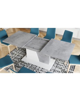 NOBLE NOIR Beton Millenium/Bijeli Mat - SKLOPIVI STOL DO 218 cm, za 8, 10 osoba.