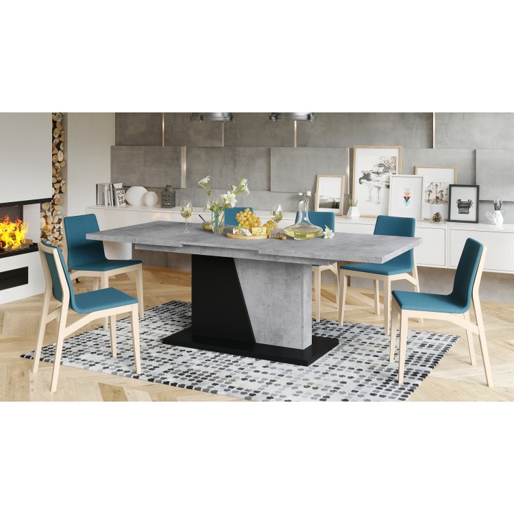 NOBLE NOIR Beton Millenium/Crni Mat - SKLOPIVI STOL DO 218 cm, za 8, 10 osoba.
