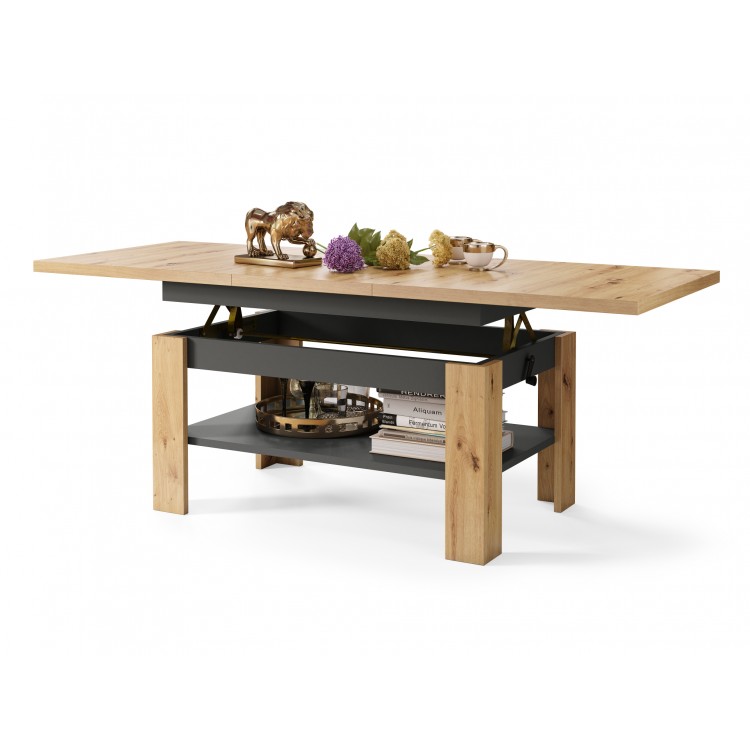 RIO Hrast Artisan /Antracit (tamni siv)- STOLIĆ ZA KAVU, SKLOPLIV S FUNKCIJOM PODIZANJA PLOČE STOLA RIO Hrast Artisan /Antracit (tamni siv)- STOLIĆ ZA KAVU, SKLOPLIV S FUNKCIJOM PODIZANJA PLOČE STOLA